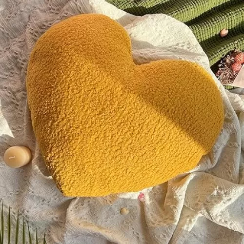 EastTree Heart Pillows, Ginger Heart Shaped Pillows, Love Throw Pillows, Cute Sherpa Heart Decor, Small Fluffy Pillows, Women Girls Living Bedroom Home Decoration 10x13 Inch