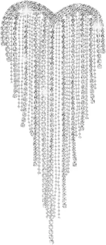 Elegant Crystal Heart Shape Tasseel Brooch Pin for Women Sparkly Rhinestones Tassel Brooch Beautiful Dress Suit Shirt Ceremony Clothes Wedding Party Jewelry Accessories