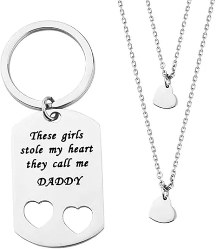 ENSIANTH Father Gift These Stole My Heart They Call Me Daddy Keychain Set Heart Cut out Gift