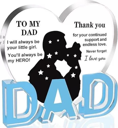 Fathers Day Dad Gifts, Gifts for Dad - Acrylic Heart Plaque Dad Gifts 3.9 × 3.7 × 0.4inch, Dad Birthday Gift, Christmas Gifts for Dad, Gifts for Dads Birthday, Dad Gifts from Daughter