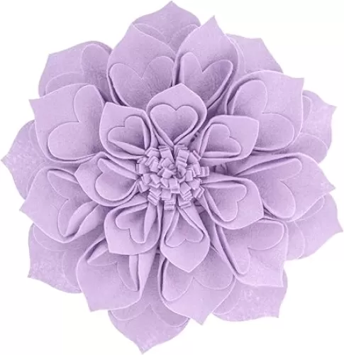 Fennco Styles Handmade 3D Heart-Shaped Petals Flower Decorative Filled Throw Pillow 13" Round - Slate Floral Pillow for Couch, Home Décor and Holiday, Housewarming Gift