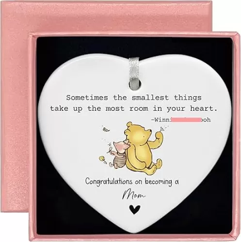 First Time Mom Gift-New Mom Gift-Promoted to Mother-Baby Present Shower-Pregnancy Announcement Present, Baby Reveal Idea Sometimes The Smallest Things-Heart Shaped Ornament
