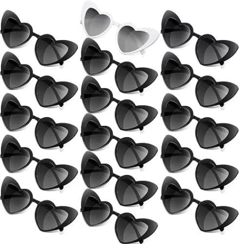 Flutesan 16 Pairs Heart Shaped Sunglasses Retro Cat Eye Shaped Sunglasses Heart Clout Glasses for Women