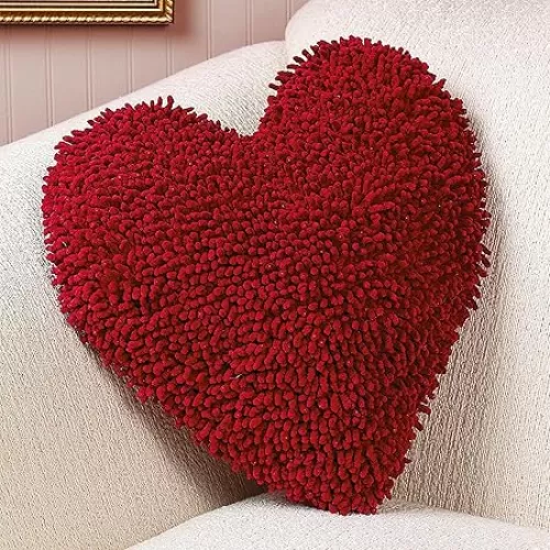 Fun Express Heart Shaped Chenille Pillow - 14 Inch - Valentine