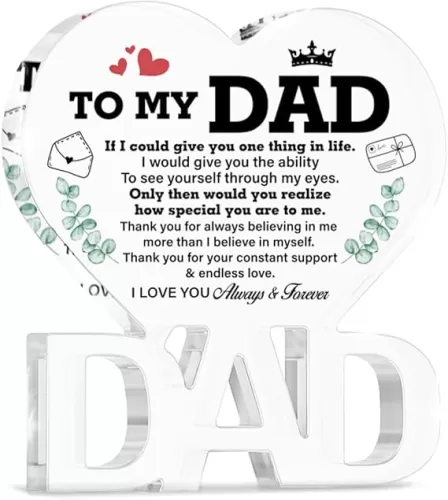 Gifts for Dad, Dad Gift Best Dad Ever Gifts Christmas Birthday Gift for Father Dad, to My Dad Heart Shaped Acrylic Plaque Sign Keepsake