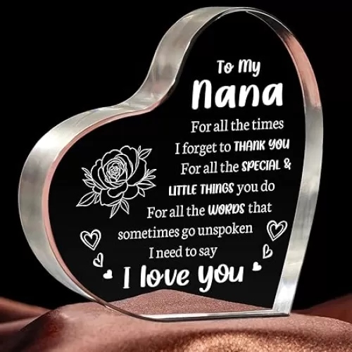 Gifts for Nana on Birthday, Nana Gifts from Grandchildren, Heart Shaped Acrylic Keepsake, Best Birthday Christmas for Grandma