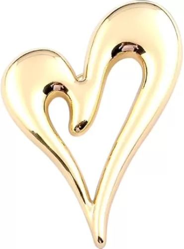 Gold Heart Brooch for Women - Vintage Lapel Pin, Cute Lapel Brooche, Fashion Jewelry Valentines Clothing Decoration for Suit, Hat, Handbag, Jacket, Scarves 5.7 x 4.3 cm