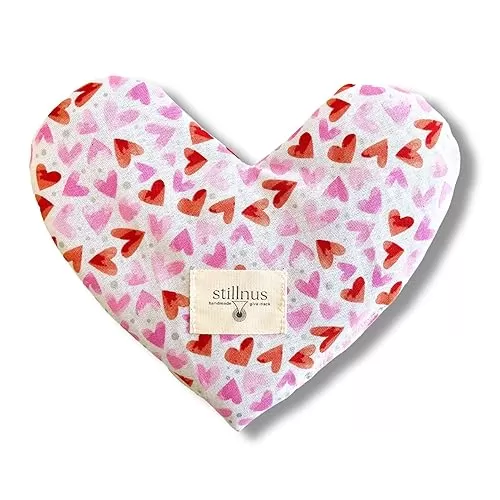 Handmade Heart-Shaped Eye Pillow - Organic Lavender & Flax Seed, Weighted. Hot/Cold Compress - Perfect Holiday Gift, Christmas Gift for Mom & Mothers