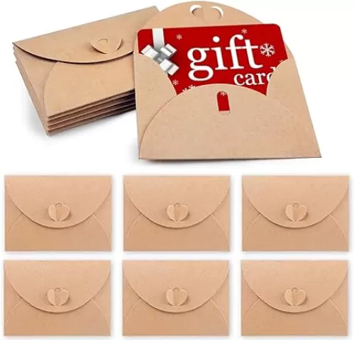HANSGO 100Pcs Premium Gift Card Envelopes, 4 x 2.8 inch Mini Greeting Cards, Small Gift Card Holders with Heart Shaped Clasp, Mini Envelopes for Note Cards, Weddings Holidays Baby Showers Birthdays