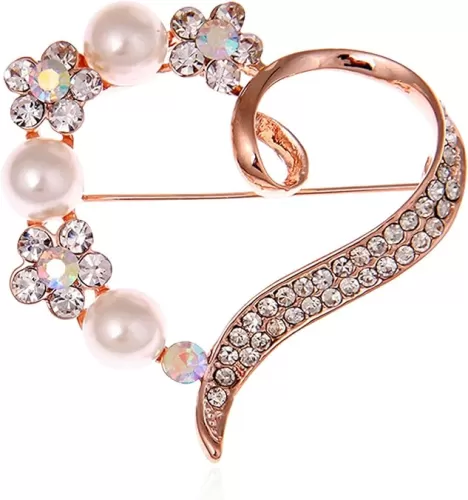 Heart Brooch For Women Cluster Pave Clear Crystal Valentine