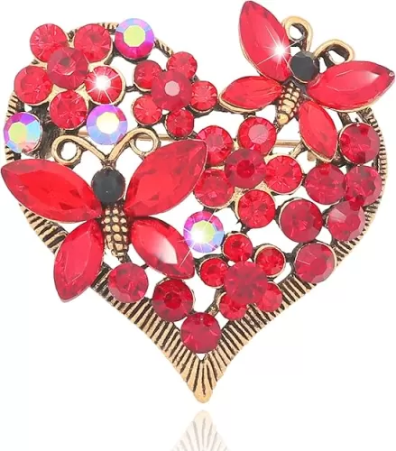Heart Shape Rhinestone Brooch Crystal Love Brooches for Women Pin Wedding Fashion Brooches Jewelry, Women Gift