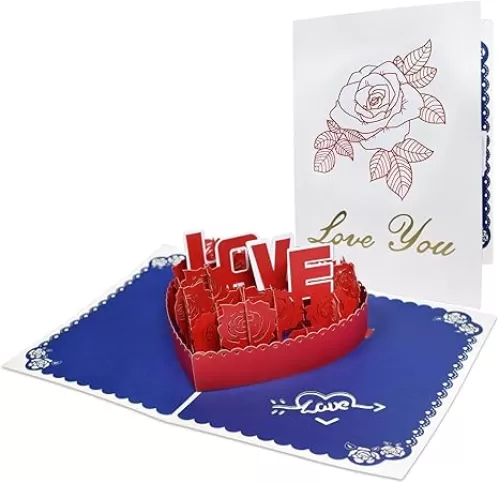Heart-shaped Rose Gift Box Pop Up Greeting Cards with Blank Note Card & Envelope, ideal gift for celebrating Love, Holiday, Birthday, Anniversary, Valentine's Day, Wedding, Engagement, Bridal Shower