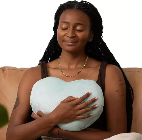 Heart to Hug Pillow in Mist | 5 lb Cozy Weighted Pillow for Self Care Ultra Soft Sensory Heart Shaped Pillow for Comfort, Relaxation, Sleep - Thoughtful Gift for Adults and Teens