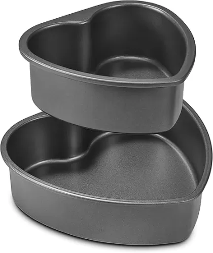 HONGBAKE Heart Shaped Cake Pan, Nonstick 8 & 6 inch Cheesecake Pans Set, Heart Shape Layer Cake Mold, Baking Tin for Valentine