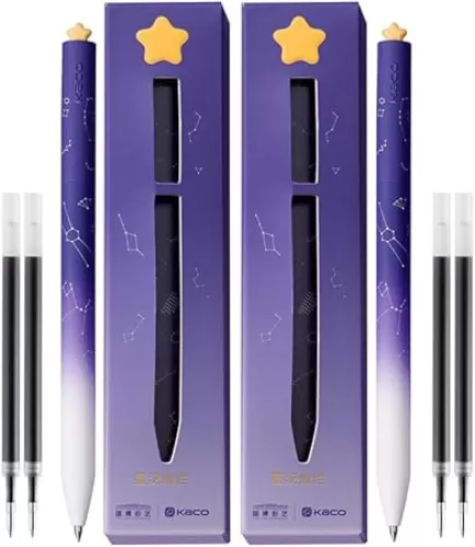 Kaco FIRST Gel Ink Pens, Pack of 2 Pieces Cute Heart Pen Set with Extra 4 Black Refills Holiday Gifts (2 Purple)