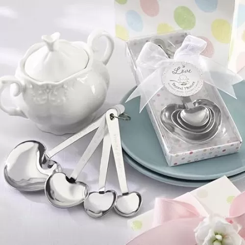 Kate Aspen Love Beyond Measure Heart Shaped Measuring Spoons in Gift Box - Set of 16 - Guest Gift, Party Souvenir Favor or Decorations for Baby Shower