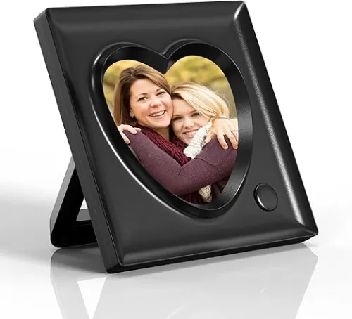 KWANWA Picture Frame Personalized Voice 20S Recordable, 3.9x3.9 Love Heart Shape Gifts for Graduation, Christmas, Birthday, Wedding, Photo Frame for Tabletop Desk Bookshelf Office Home