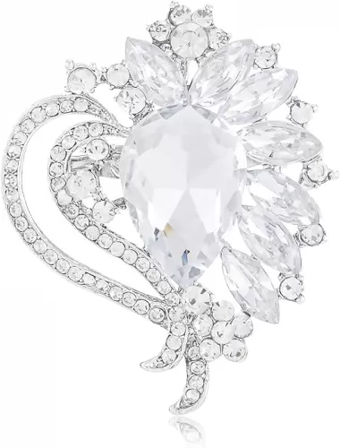 LAXPICOL Vintage Austrian Crystal Elegant Heart Flower Brooch Pin For Women Wedding Broach Pin