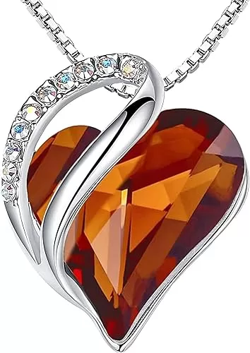 Leafael Mothers Day Gift Necklaces for Women, Infinity Love Heart Pendant with Birthstone Crystals, Silver Plated 18 plus 2 inch Chain, Birthday Jewelry for Mom and Wife