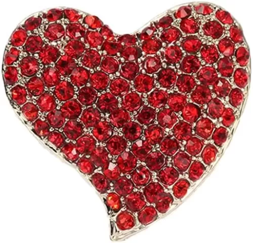 Love Heart Shape Brooch Pin Full Crystal Pink/Red/Coloful Heart Lapel Pin Rhinestone Love Heart Badges for Clothing Bag Hat Fashion Dress Coat Pin Valentine
