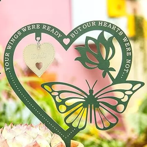 Memorial Gift Heart-shape Butterfly Ornament Plaque, Sympathy Gift for Loss of Father, Bereavement Condolence Remembrance Gift in Memory of Loved One Loss of Dad
