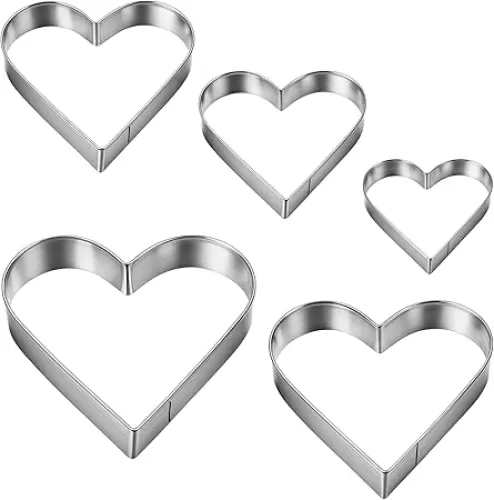 Metal Cookie Cutter Set Large, 5 Heart Cookie Cutters Heart Baking Tool for Homemaking Cookies Shaper Stainless Steel Holiday Cookies Cutter Shapes for Baking Gift