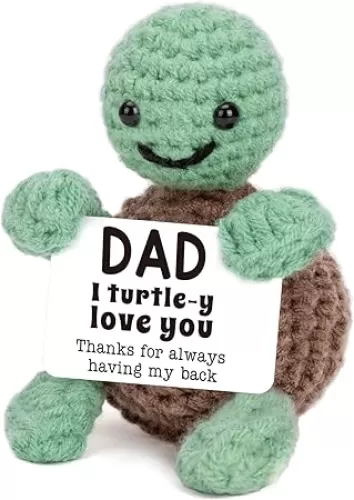 Mini Funny Turtle Fathers Day Dad Gifts from Daughter Son Wife, Birthday Gifts for Dad Father Daddy Presents, I Love You Small Cute Stuff Things, Handmade Emotional Positive Crochet Turtle