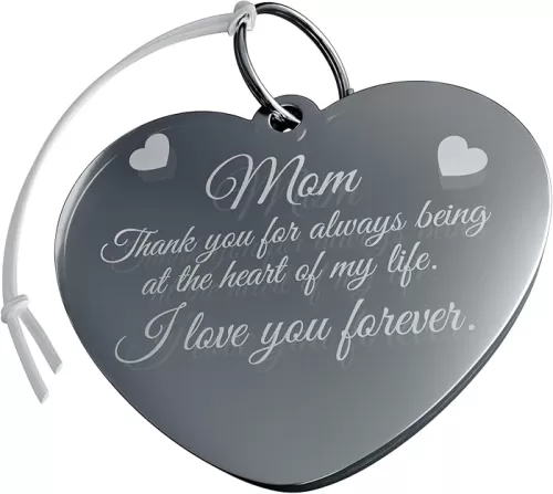Mothers and Fathers Day Gift Heart Shape Car Rear View Mirror Accessories Rearview Hanging Charm Double Sided Engraving Blessing and Travelers Prayer for Dad, Mom, Husband, Wife, Loved One