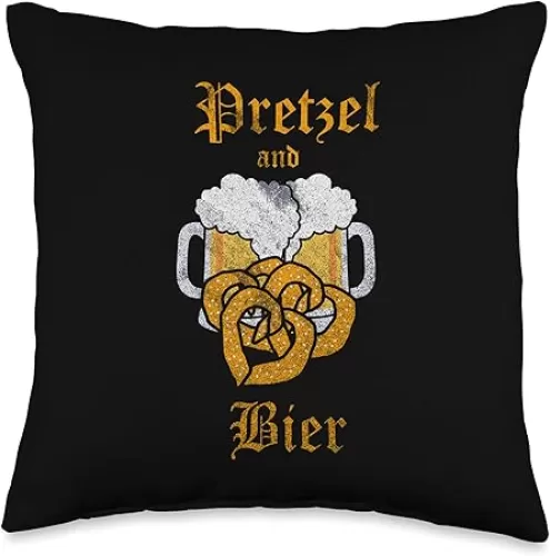 Oktoberfest German Pretzel & Beer Lover Heart Shaped Brezel Throw Pillow