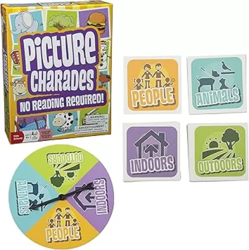Outset Media Picture Charades for Kids - No Reading Required! - Contains 4 Deck, 192 Cards Total - Ages 4+