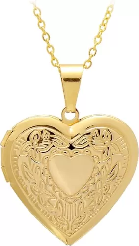 Paialco Stainless Steel Heart Shaped Locket Pendant Necklace for Women