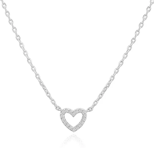 PAVOI 14K Gold Plated Cubic Zirconia Heart Necklace | Cute Dainty Love Pendant Necklaces for Women