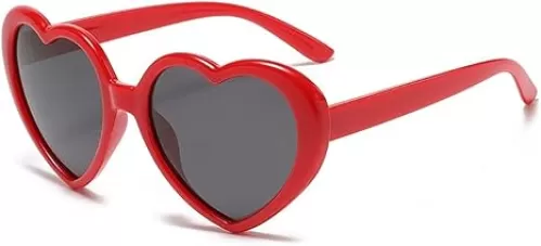 FADXIN Polarized Heart Shaped Sunglasses Oversized Vintage Fashion Love Eyeglasses Party Shopping Favors (Red)
