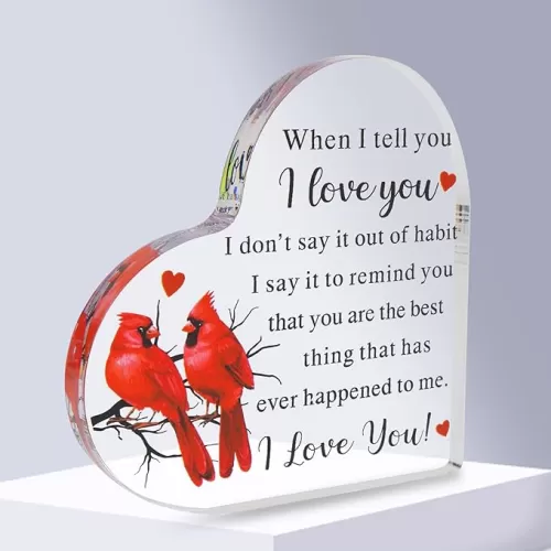 Romantic Gifts for Men ，Heart-Shaped Acrylic Keepsake Sign - Anniversary, Birthday, Valentine