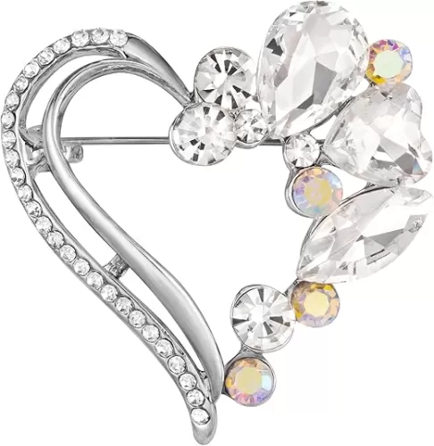 SELOVO Love Heart Rhinestone Cute Brooch Pin Shawl Pin Clothes Accessories