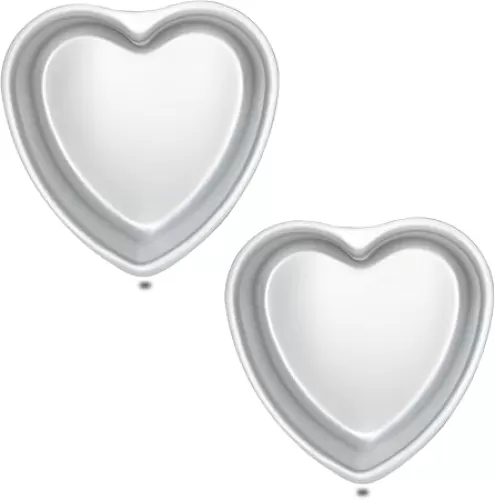 Set of 2 Heart-shaped cake pan, heart-shaped cake tin, aluminum, 8-inch heart-shaped, for weddings, parties, family and other occasions cake (8 x 2 Inch, Set of 2)