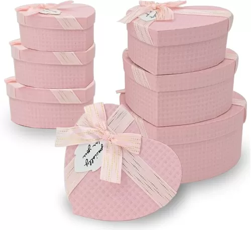 Set of 3 Heart Shaped Boxes for Flowers Packaging Pink Gift Boxes with Lids for Present Heart Shaped Flower Boxes for Arrangements Floral Gift Boxes for Bridesmaid, Proposal, Wedding, Birthday, Baby Showers