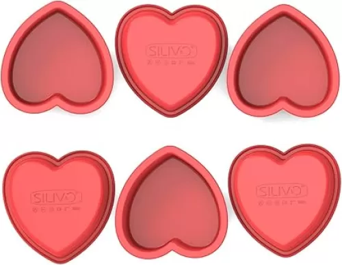 SILIVO Mini Heart Shaped Cake Pans (6 Pack) - 4 inch Nonstick Small Heart Shaped Cupcake Pan for Smash Cake, Muffin and Brownie