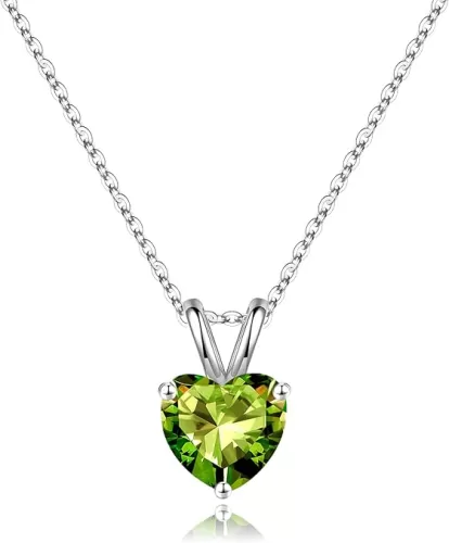 SMILEST Heart Birthstone Necklace for Women - Dainty Heart Birthstone Pendant Sparkle 925 Sterling Silver Necklace Anniversary Birthday Gifts for Women Mom Wife Daughter Grandma Jewelry Gifts