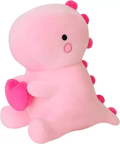 SQEQE Dinosaur Stuffed Animal, Loving Soft Dino Plush Toys with Holding Heart for Valentine Day, Sweet Romantic Anniversary Birthday Gift for Her Girls Boys Girlfriend(Pink, 12 inch)