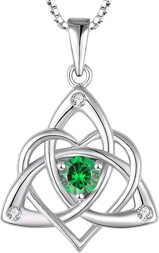 STARCHENIE Celtic Knot Necklace for Women 925 Sterling Silver Trinity Love Knot Pendant Birthstones Jewelry