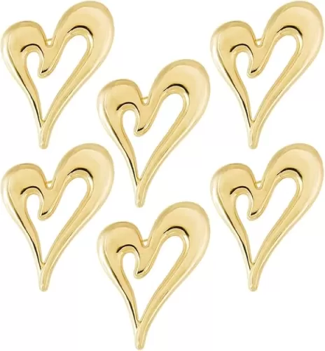 SUPERFINDINGS 6Pcs Heart Brooch Pin Golden Heart Brooch Alloy Suit Shirt Pin Wedding Love Brooch Open Metal Brooch for DIY Jewellery Decoration Dress Scarf Cardigan Valentine's Day Gifts