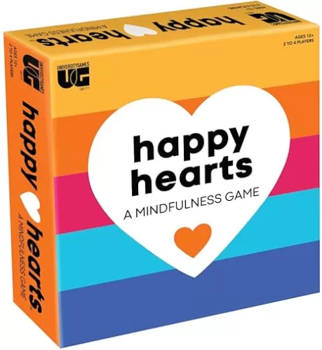 University Games, Happy Hearts Mindfulness Party Game, Practice Mindfulness and Meditation, for 2 or More Players Ages 12 and Up