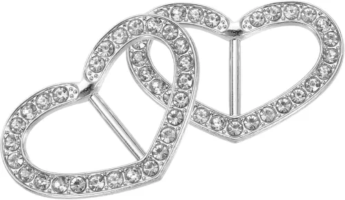 uxcell 2pcs Silk Scarf Ring Clip, Rhinestone Heart Shape T-Shirt Ties Clips Kit Clothes Corner Knotted Button Waist Buckle Wrap Holder