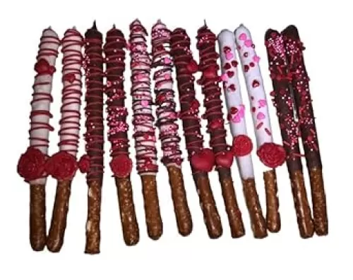 Valentines day sweet gift chocolate covered pretzel 12 Rods