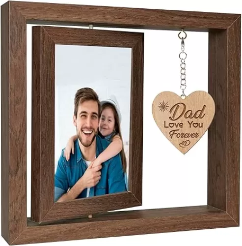 Warm Heart Pendant Dad Picture Frames, 4x6 (Walnut), Perfect for Father