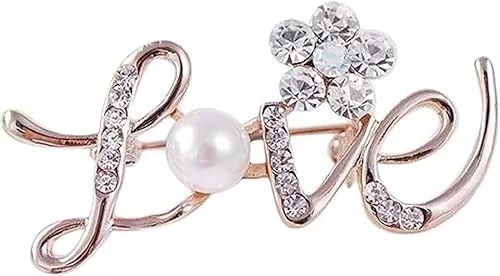 Women Rhinestone Love Flower Wedding Bridal Pin Scarves Shawl Clip Ladies Jewelry Love Gift
