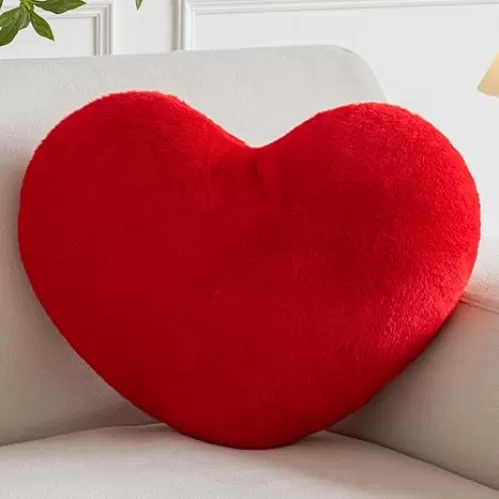 Xiashrk Heart Pillow, Heart Shaped Pillow for Bed Couch, Soft Decorative Heart Throw Pillow, Cute Decorate Pillows, Heart Pillows for Bedroom Living Room (Grey Pink, Mini 12.9"x9.8")
