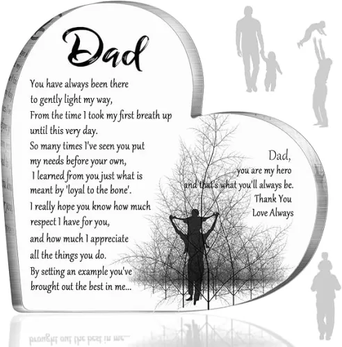 Yookeer Dad Gift Acrylic Father Appreciation Gift Blessed Wish Papa Birthday Table Centerpiece Decor from Son Daughter for Father