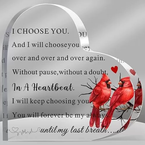 Yulejo Acrylic Heart Keepsake Sign - To My Man, I Love You - Red, 10cm x 15cm x 3mm - Warm Style - Gift for Him, Anniversary, Birthday, Engagement, Wedding, Valentine